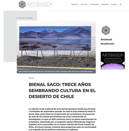 Artishock – Bienal SACO: Trece Años Sembrando Cultura En El Desierto De Chile – by Elisa Montesinos – Huechuraba, Chile –  Oct 2025