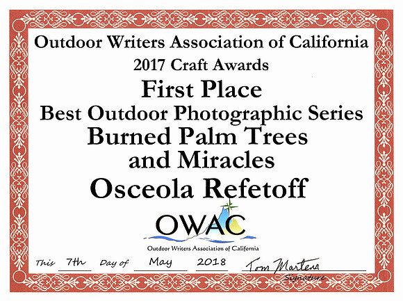 Oudoor Writers Association of California – Best Outdoor Photographic Series – May 2018