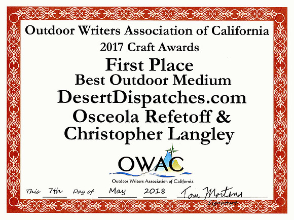 Outdoor Writers Association of California – Best Outdoor Medium "High & Dry" – May 2018