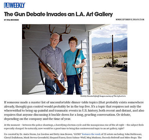 LA Weekly – The Gun Debate Invades an L.A. Art Gallery – Sep 2016