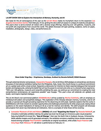 Splash Magazines – LA Art Show to Explore the Intersection of Memory, Humanity, and AI – Feb 2024