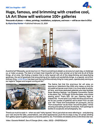 NBC Los Angeles Channel 4 – Huge, famous, and brimming with creative cool, LA Art Show will welcome 100+ galleries – Feb 2024